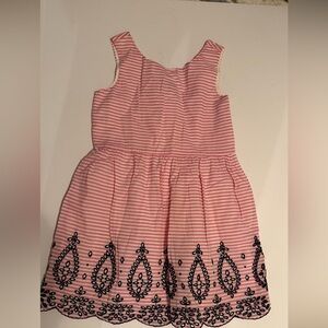 GAP Striped Pink Sleeveless ,Summer Dress with Black Embroidery Size 6/7